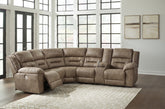 Prime Furniture - Ashley Furniture - Ravenel Sectional - 4-Piece Power Reclining Sectional / Fossil - 83106S4